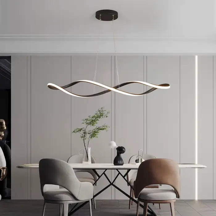 Lustre LED Moderne avec Télécommande - Hauteur Réglable 92cm & Variateur d'Intensité - Éclairage de 