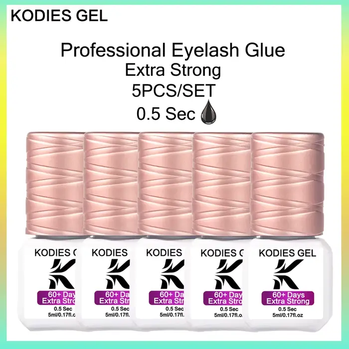KODIES GEL-Colle à Cils Professionnelle, 0.5 Sec, Rétrégissant de Bain Supplémentaire, Imperméable, 