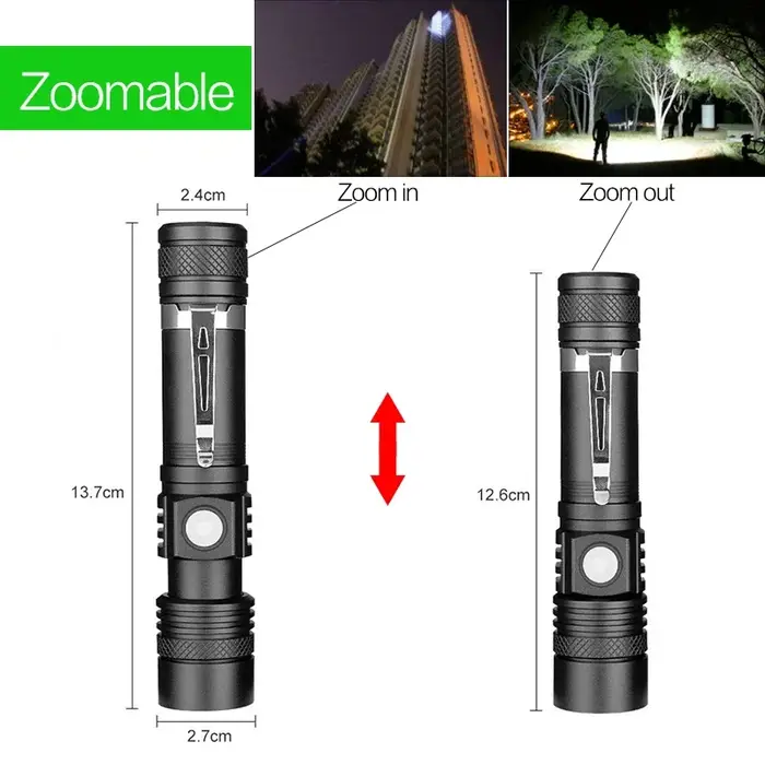 Lampe de poche USB ultra lumineuse aste, torche LED, lanterne, embouts électriques, lumière de vélo,