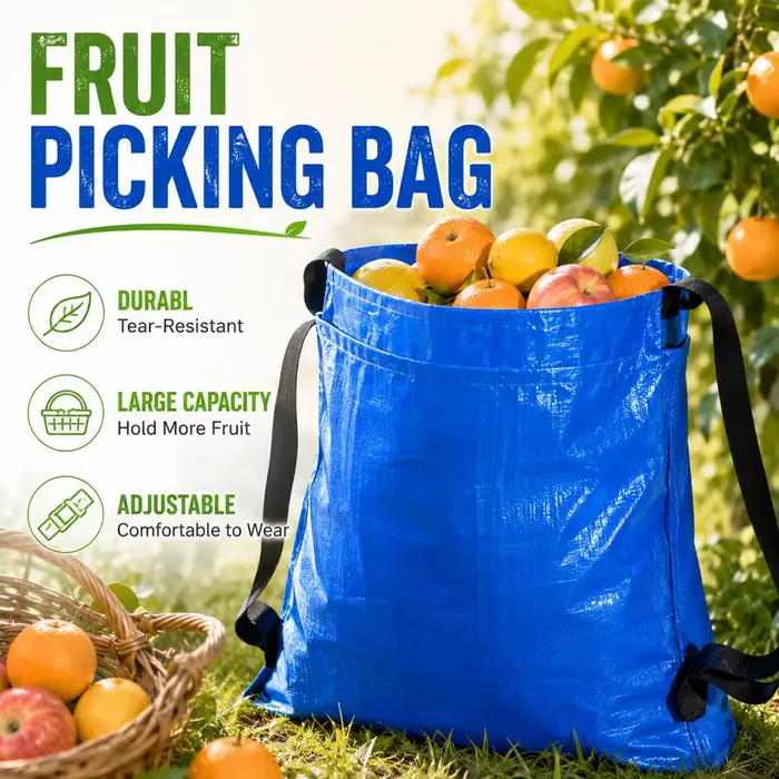 Sac de cueillette de fruits et légumes avec ceinture et pochette pour champignons robuste et étanche pour cueillette en jardin et forêt