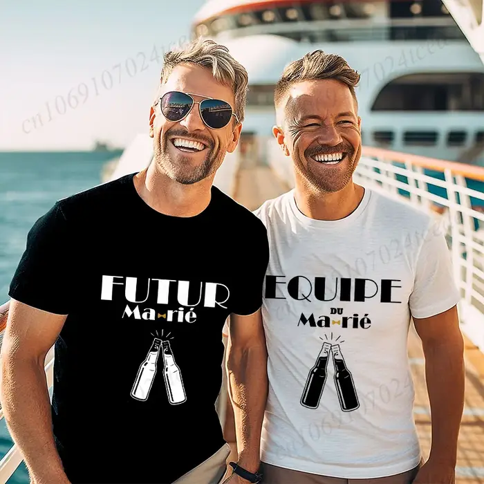 T-shirt de l'équipe française Evg Future Groom Squad pour hommes à la mode, col rond, polyester respirant, adapté aux quatre saisons, pour les occasions spéciales et les événements quotidiens