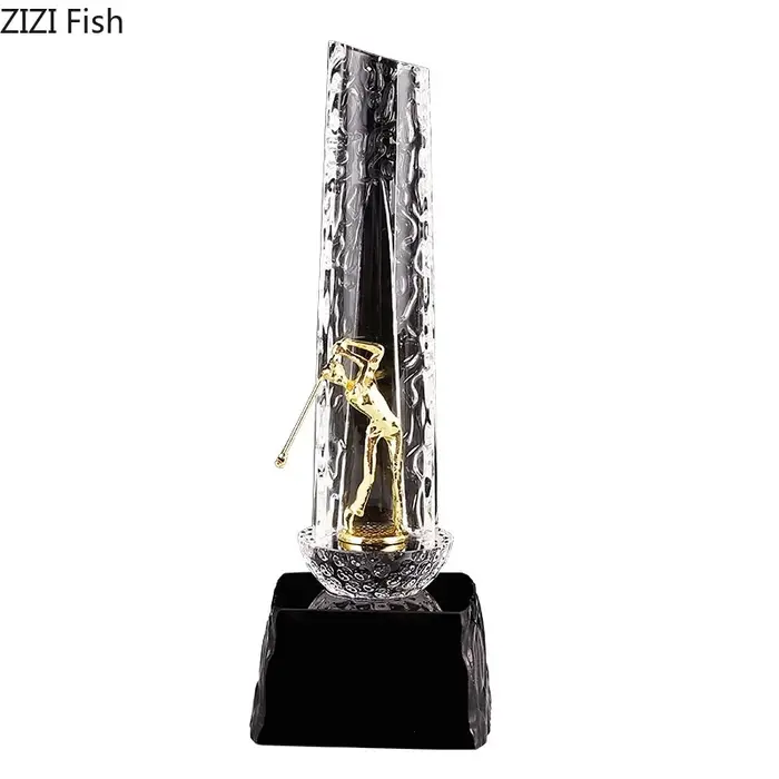 Sculpture de trophée de golf en métal cristal, statue de trophées sportifs, présentoirs de salon, ac