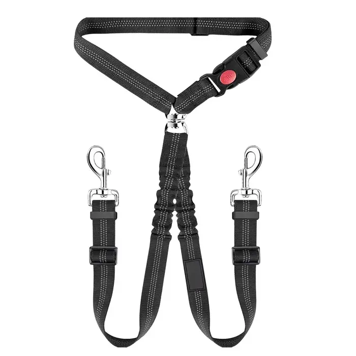 Harnais de sécurité double pour chien, dispositif de retenue pour appuie-tête de voiture, harnais de