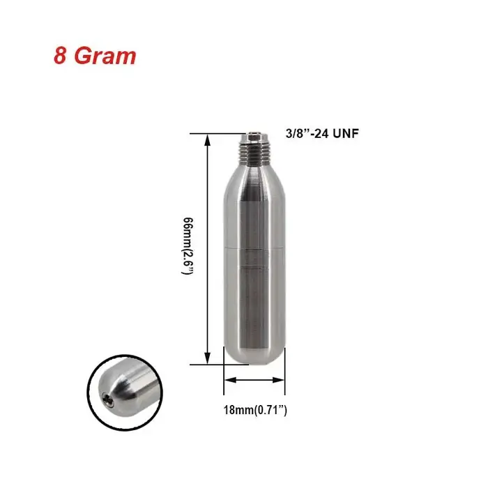 Cartouche de Co2 rechargeable SS304, filetage 3/8-24UNF, accessoire de distribution de Co2 pour Cock