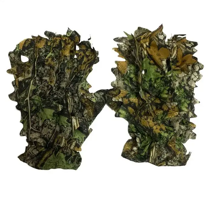 Gants camouflage 3D feuilles chasse tir photo confortables non-dérapants durables discrétion parfaite