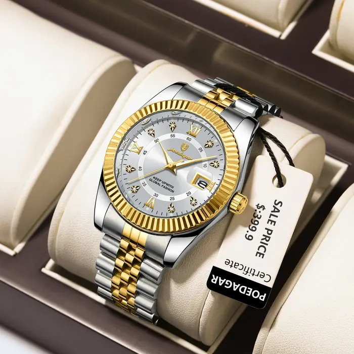 Montre homme militaire étanche date lumineuse acier inoxydable - Luxe business quartz pointeur