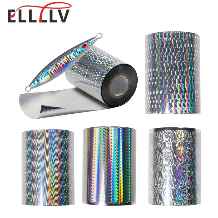 Elllv – feuille d'estampage à chaud holographique au Laser, 8cm x 120m/rouleau, leurre en peau de po