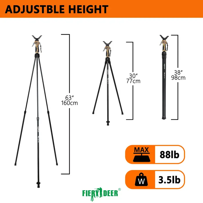 Bâton de tir FIERY DEER, bâton de chasse Gen4, un trépied de chasse à hauteur réglable, 360 ° Joue V