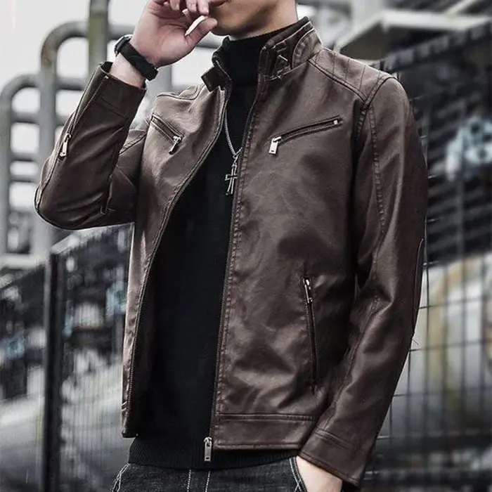 Veste en simili cuir décontractée pour hommes, élégante et polyvalente pour tous les jours et les occasions spéciales
