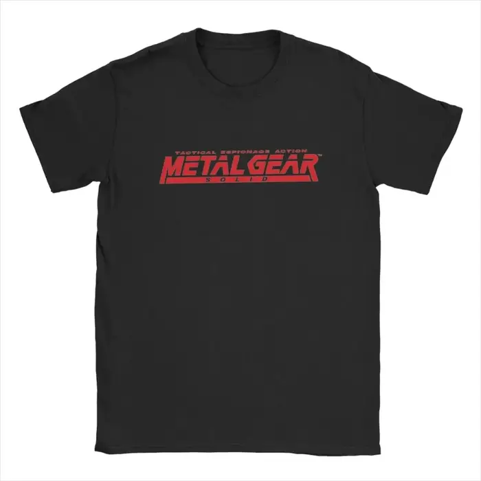 T-shirt à manches courtes en coton pur avec logo Metal Gear Solid pour homme, style gothique, coupe 