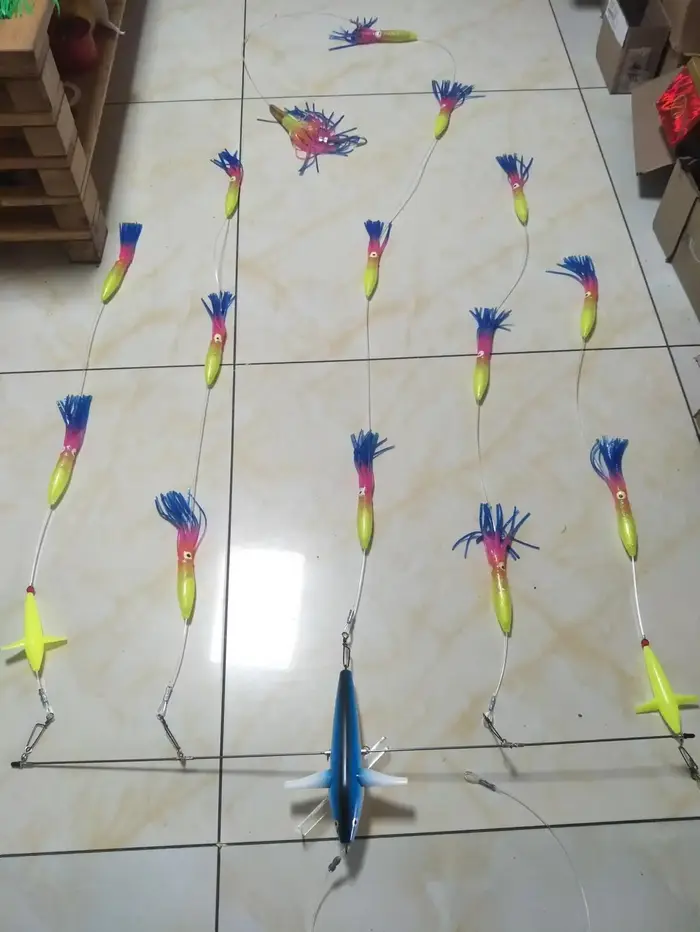 Marlin thon Teaser Bird Splashbar SpreaderBars avec 9 "Premium Leurres, 36" Tianium Nickel Alliage, 