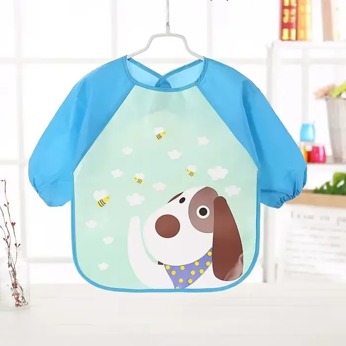Bavoir Doux et Imperméable à Manches sulfpour Bébé, Tablier d'Alimentation Réglable pour Petit Garço