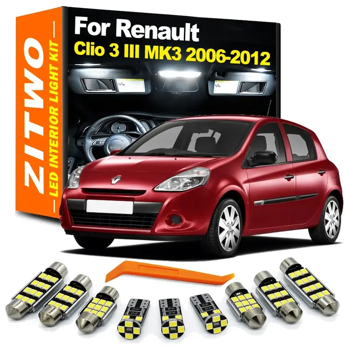 ZITWO 13 pièces pour Renault Clio 3 III MK3 2006 2007 2008 2009 2010 2011 2012 ampoule LED intérieur
