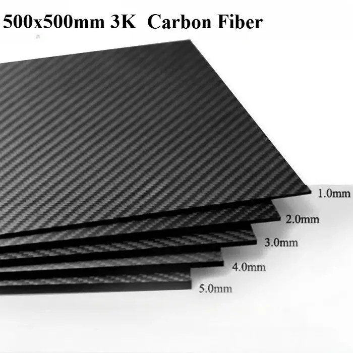 Panneau de panneau de feuille de plaque de Fiber de carbone 3K complet de 500x500mm pour le matériau