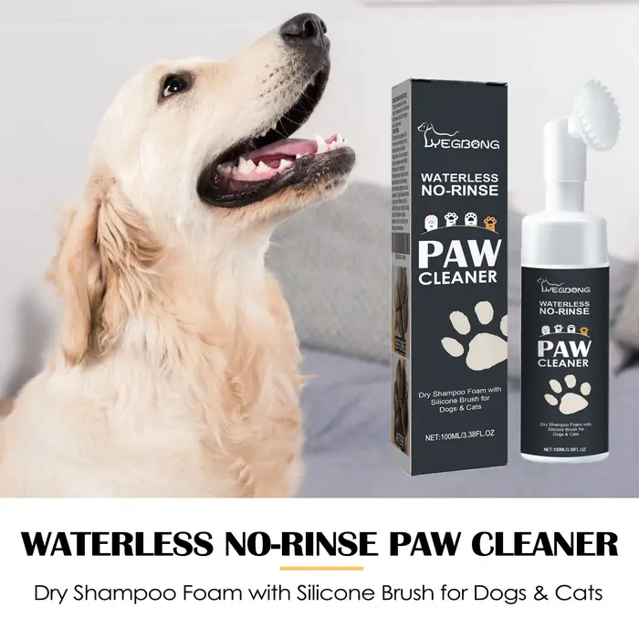 Nettoyant pour pattes d'animaux avec brosse pour chien et chat, pH équilibré, peau sensible, sans ea