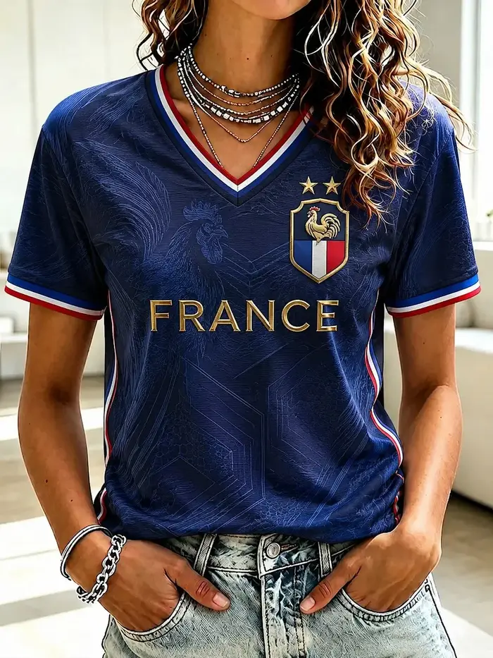 Tshirt dentrainement de football pour supporters frances edition 2026 impression numerique 3d confortable et respirant vetements pour toute la famille tricotage court manches polyester ajustement parfait multicolor occasionnels