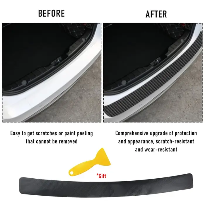 Autocollant en Fiber de carbone pour pare-choc arrière de voiture, 90cm, tampon de Protection, couve