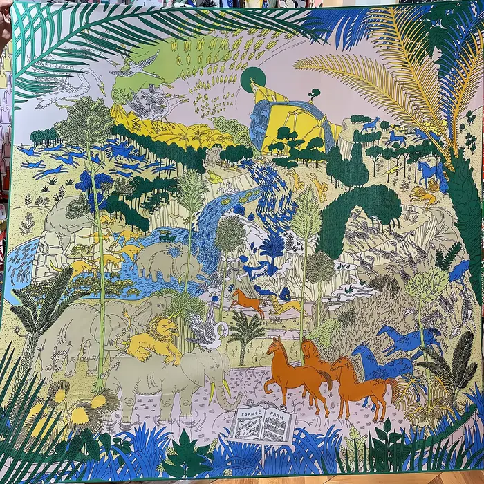 135CM foulard en cachemire de soie femmes châles roulés à la main animaux de la Jungle imprimer foul