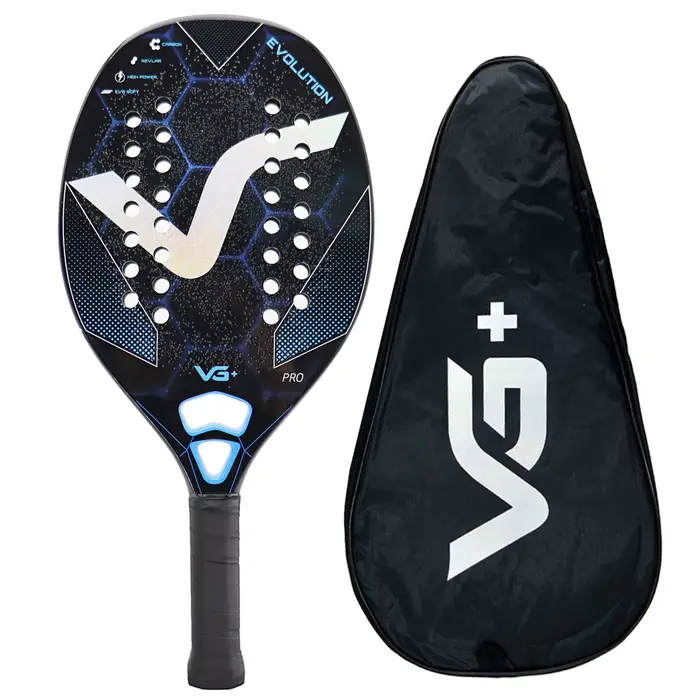Raquette de beach tennis en Kevlar/12K/Carbone avec surface 3D brillante et poignée antidérapante po