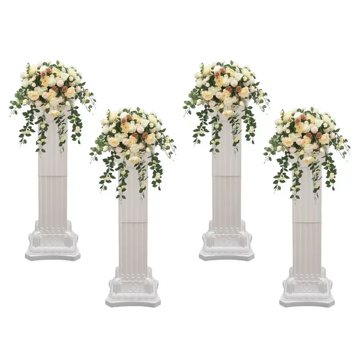Colonne de support de fleurs de fête de pilier romain de mariage, décor de fond en plastique, décora