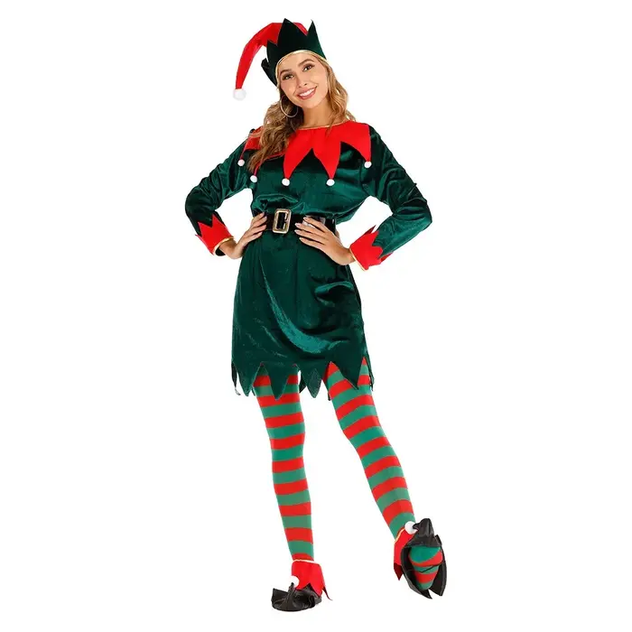 Ensembles de costumes de Noël, ensembles de vêtements pour femmes, chapeaux, robes, bas, chaussures,