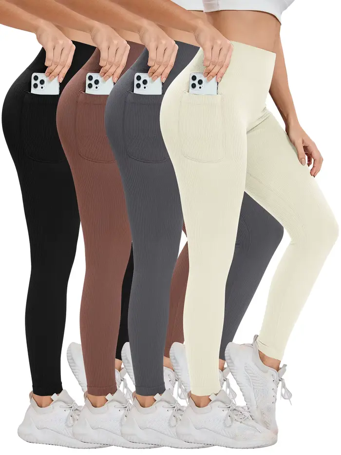 Leggings de sport filetés de couleur unie pour femmes, pantalons de yoga transfrontaliers sans coutu