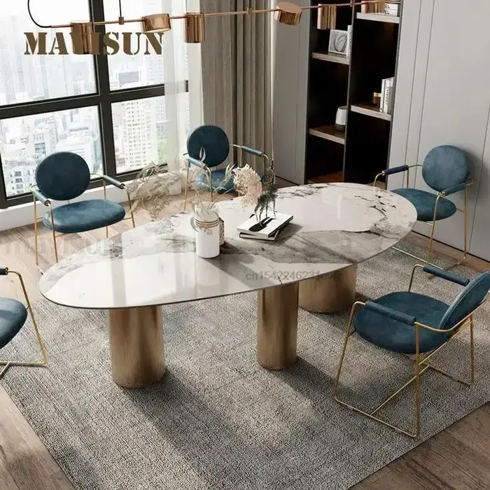Combinaison de Table à manger et chaises ovales lumineuses italiennes, pour grande Villa, meubles de