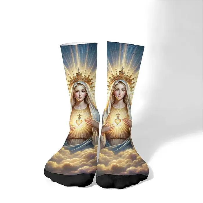 Chaussettes vintage Vierge Marie style rétro - Cadeau Pâques original pour chasseur collectionneur homme