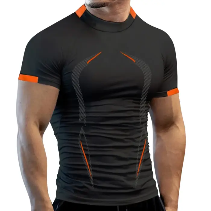 T-shirt respirant pour hommes, à séchage rapide, pour Jogging, entraînement, Fitness, course à pied,