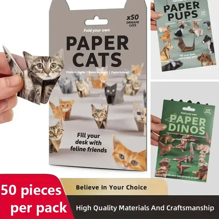 50 feuilles de papier Origami chat chien
