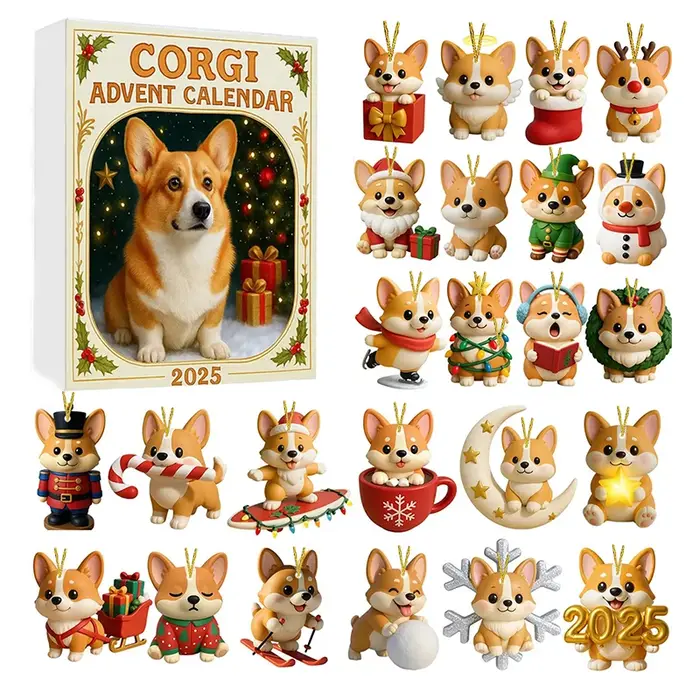 Calendrier de compte à rebours de noël pour chien, 24 jours, figurine Coigi, ornements, calendrier d