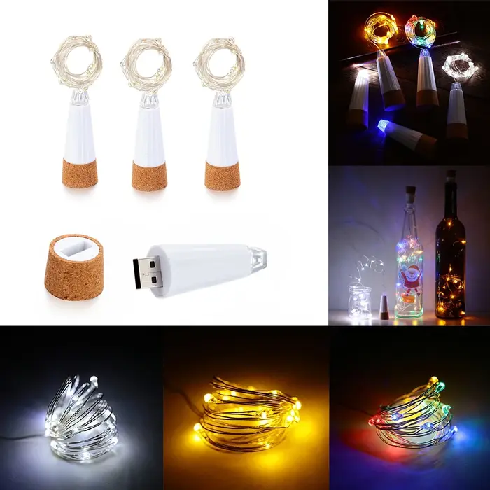 2m 20 LED bouteille de liège fée lumière USB Rechargeable décoration intérieure chaîne lampe pour ch