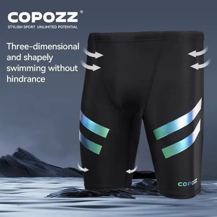 COPOZZ hommes peau de requin hydrofuge maillot de bain de longueur courte et cinq-quarts maillot de 