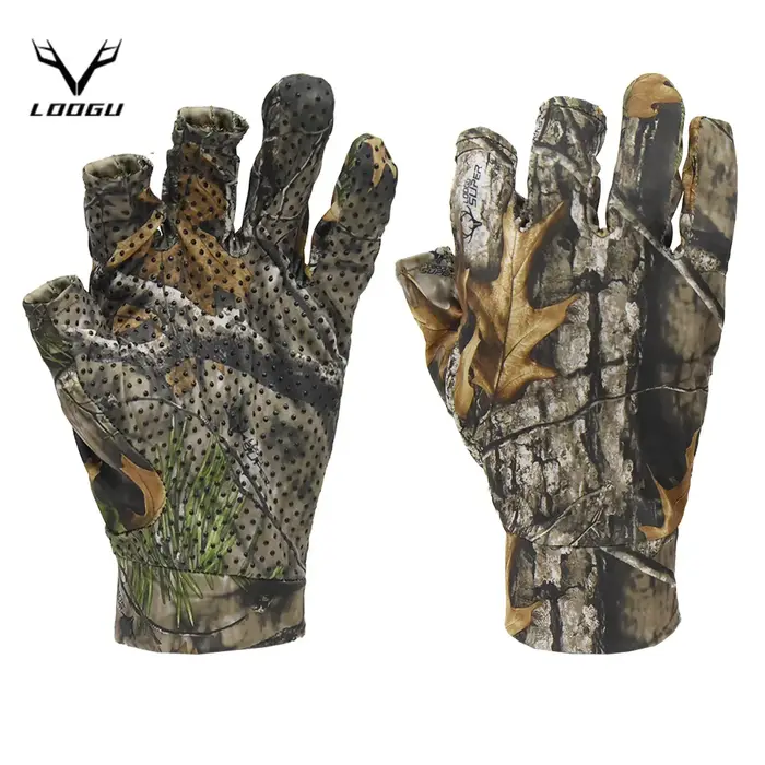 Gants ghillie camouflage 3D feuillu pour chasse jungle et photographie faune - Discrétion totale