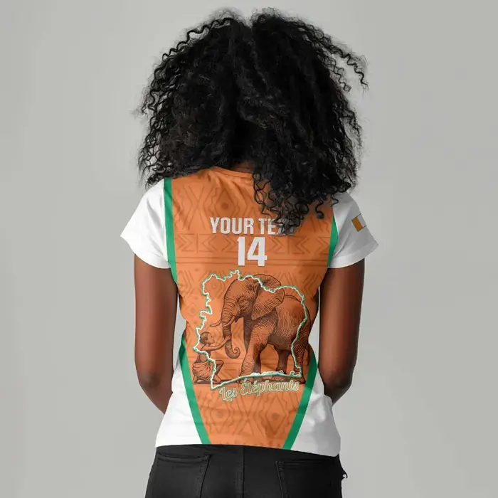 T-shirt décontracté imprimé Côte d'Ivoire pour femme, T-shirt à manches courtes, T-shirt de sport, T-shirt col en V style urbain pour femme