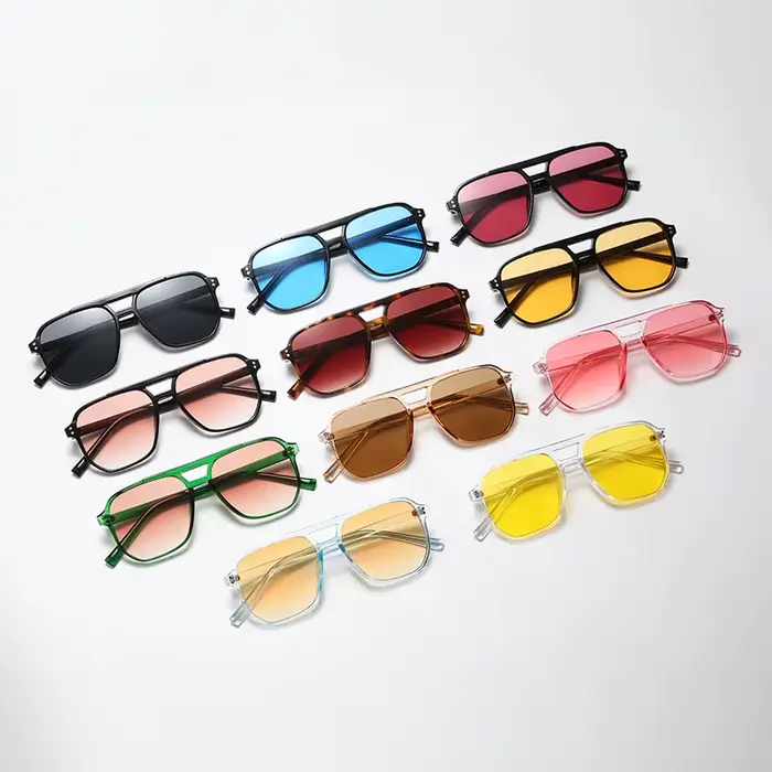 Lunettes de soleil pilote surdimensionnées vintage double pont ovale grandes lentilles jaunes unisexe randonnée