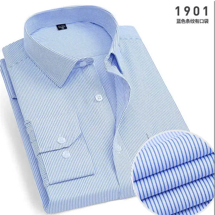 Chemise rayée à manches longues pour hommes, sans repassage, anti-rides, confortable, respirante, af