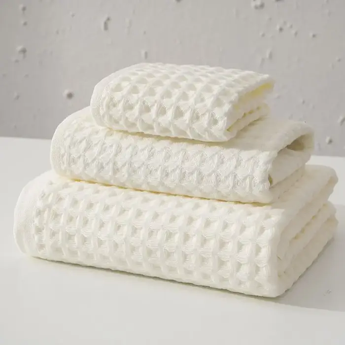 Serviette de gaze de coton gaufré pour adulte, serviette absorbante douce, serviette de visage de ty