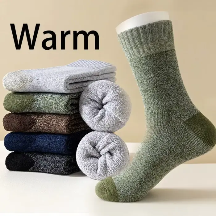 Lot 5 paires chaussettes laine mérino homme super épaisses randonnée chasse temps froid 2026