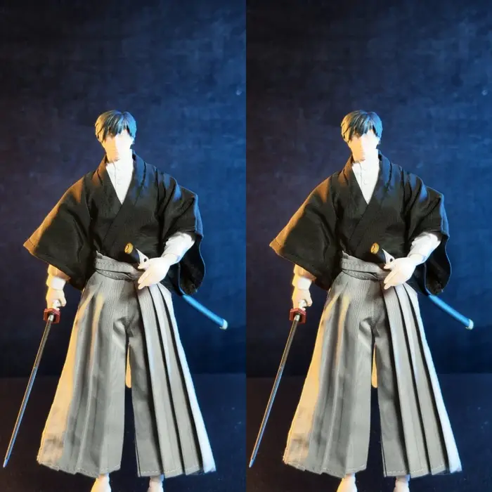 【Vêtements uniquement】 Chemise à col droit, veste à manches larges, pantalon ample, costume kimono pour figurines d'action Romankey de 6 pouces