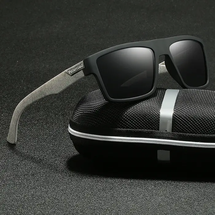 Lunettes de soleil polarisées luxe vintage pour chasse - Cadre carré sport et conduite - Cadeau Noël