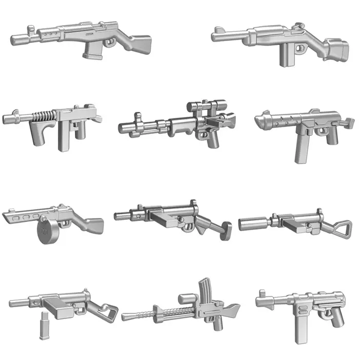 Armes militaires pour blocs de construction Minifig, 10 pistolets, jouets en briques, accessoires de bricolage, fusil SMG SWAT MOC pour enfants