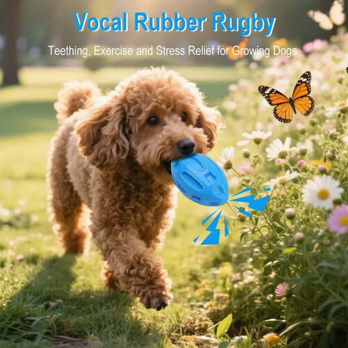 Jouet pour chien, ballon de rugby en caoutchouc TPR avec sifflet