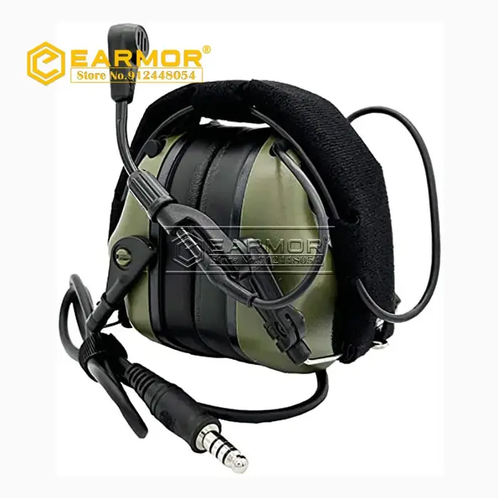 Casque de chasse EARMOR M32 MOD4 avec amplification sonore, microphone et cache-oreilles, veste Nato TP120 noir