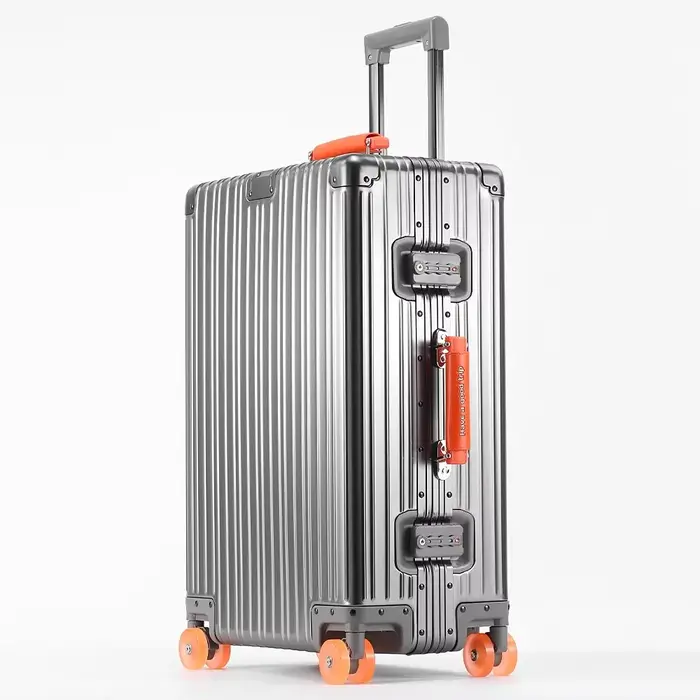 Valise en alliage d'aluminium-magnésium, 20/24/29 pouces, poignée en cuir, étui de voyage, bagages r