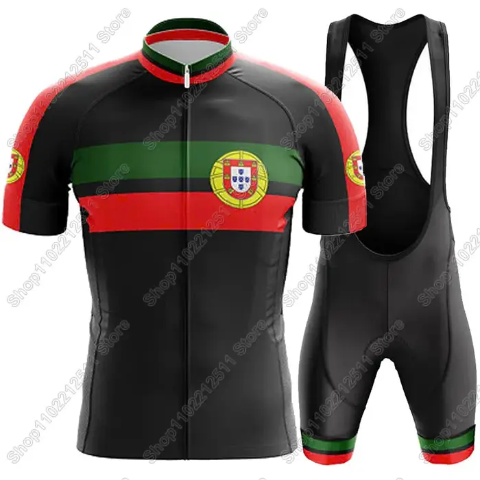 Ensemble de maillot de cyclisme de l'équipe nationale du Portugal pour hommes, vêtements de vélo de route, chemise de vélo de montagne trempée, cuissard à bretelles, VTT, Lesslot, 2025