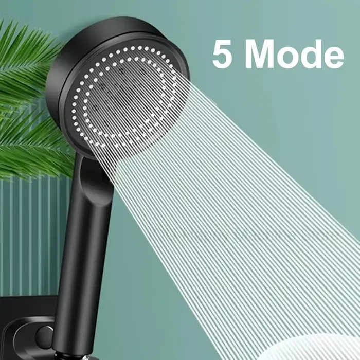 Pommeau douche noir 5 modes pression ajustable - Économie eau massage accessoires salle bain haute performance