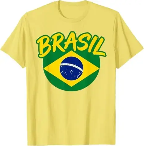 T-shirt rétro brésilien pour femmes et hommes, drapeau du Brésil, souvenir brésilien, maillot de foo