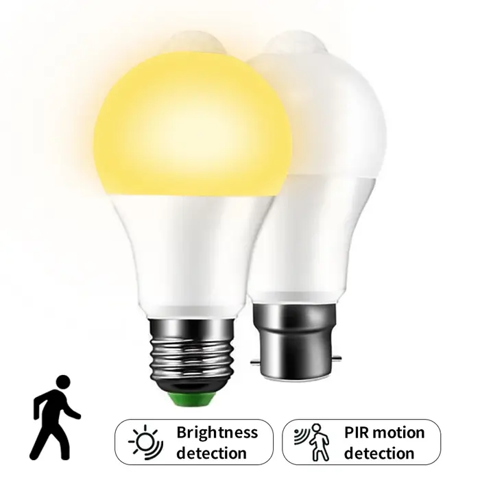 Ampoule LED avec détecteur de mouvement PIR, 85-265V E27 B22 12W 15W 18W 20W, marche/arrêt automatiq