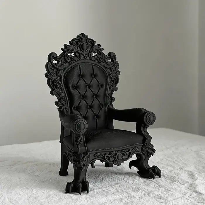 Trône de luxe 1 pièce – Style gothique – Marron foncé/noir avec accents dorés – Base stable – Idéal pour bureau